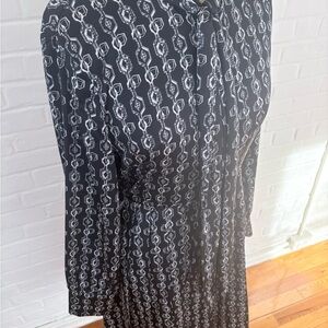 Gracia Monochrome Chain Pattern Long Sleeve Dress